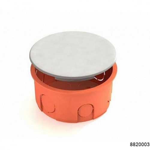 Коробка распаячная для скрытого монтажа в кирпичных стенах D80х40мм (с перфорированным основанием) оранжевая (Chint), арт.8820003